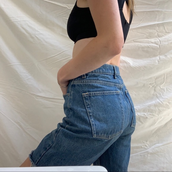 American Apparel Long Denim Cut Off Shorts - Picture 4 of 9